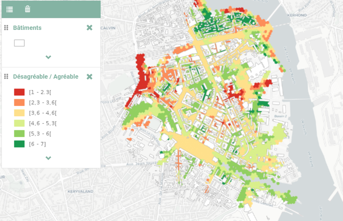 Carte Désagréable/Agréable Lorient, projet CENSE